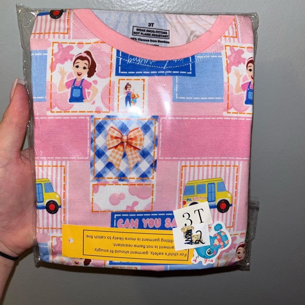 Kids Pink Patterned Pajama Top - 3T